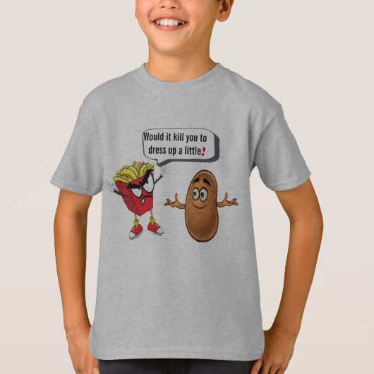 French Fries Telling Raw Potato Dress-up Kid Funny T-shirt (Voorkant)