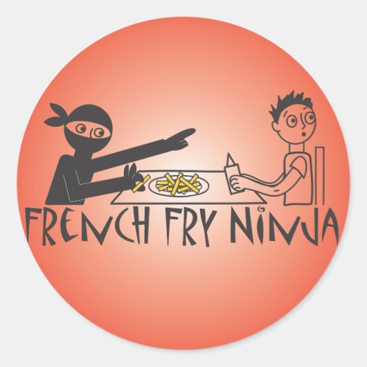 French Fry Ninja Ronde Sticker (Voorkant)