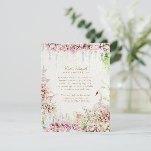 French Garden Wedding Accommodation Enclosure Card Informatiekaartje (Staand voorkant)