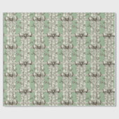 French Green Christmas Toile Bow Patterned Cadeaupapier (Vlak)
