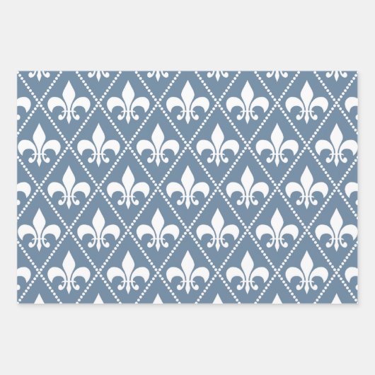 French Grey Fleur de Lis Inpakpapier Vel (Voorkant 3)