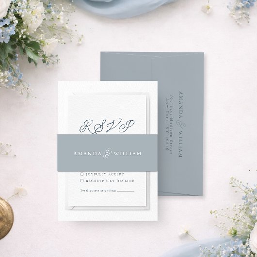 French Grey Wedding Belly Band  Uitnodigingen Wikkel