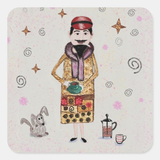 French Guy  Vierkante Sticker (Voorkant)