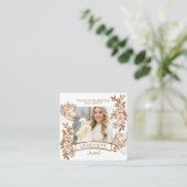 French Hand Drawn Floral Cupcake Bakery Photo Vierkante Visitekaartje (Staand voorkant)