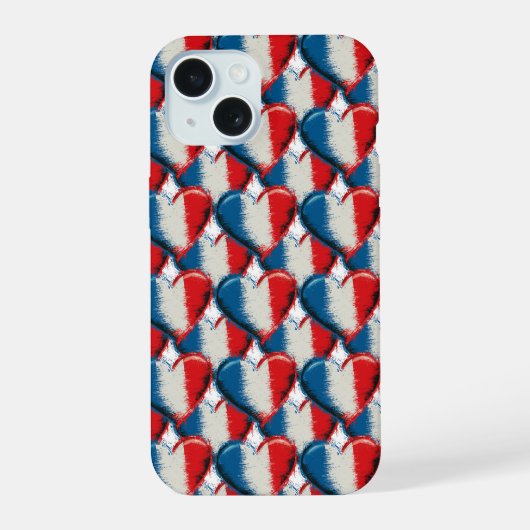 French Hearts 2 iPhone 15 Case (Achterkant)