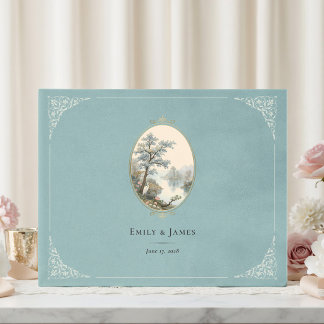 French Heron Dusty Blue Wedding Gastenboek