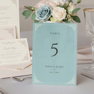 French Heron Dusty Blue Wedding Suite Kaart