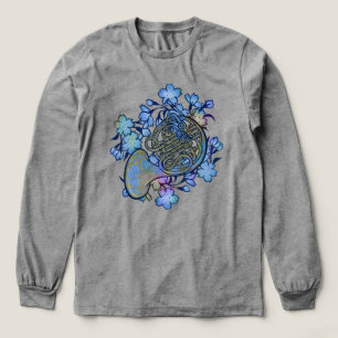 French Hoorn Blauwe Bloemen Band Klas              Tri-Blend Shirt