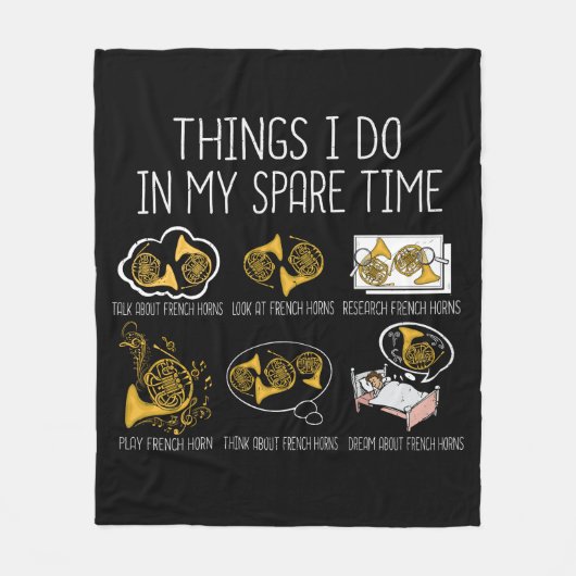 French Horn Big Band Orchestra Instrumentmuziek Fleece Deken (Voorkant)