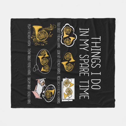 French Horn Big Band Orchestra Instrumentmuziek Fleece Deken (Voorkant (Horizontaal))