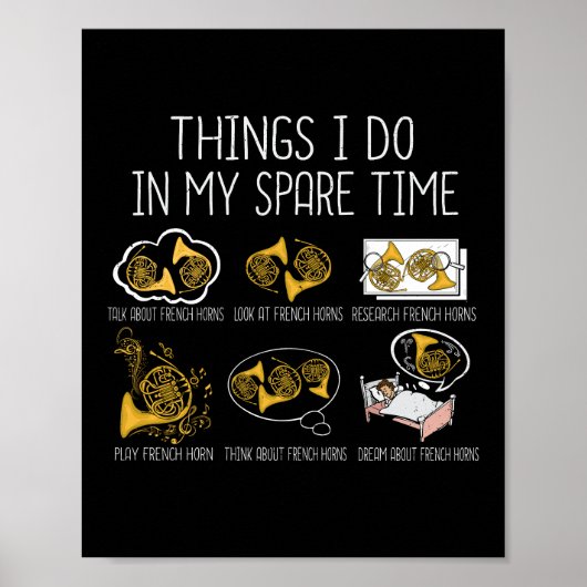 French Horn Big Band Orchestra Instrumentmuziek Poster (Voorkant)