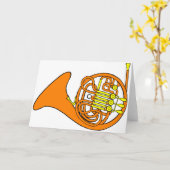 French Horn Greeting Kaart (Gele Bloem)