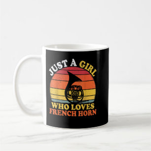 French Horn Lover Vintage Just A Girl Who Loves Fr Koffiemok
