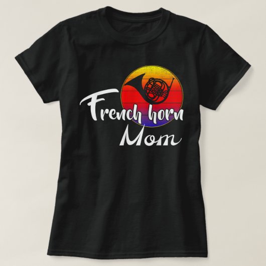 -French Horn Ma Retro Sunset Funny Music G T-shirt (Design voorkant)
