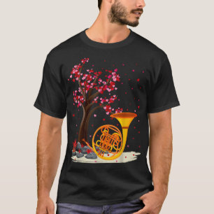 French Horn Music Lover Heart Tree French Horn Val T-shirt