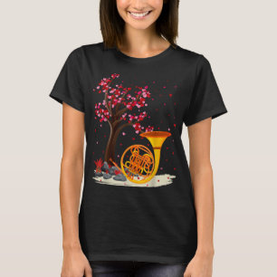 French Horn Music Lover Heart Tree French Horn Val T-shirt