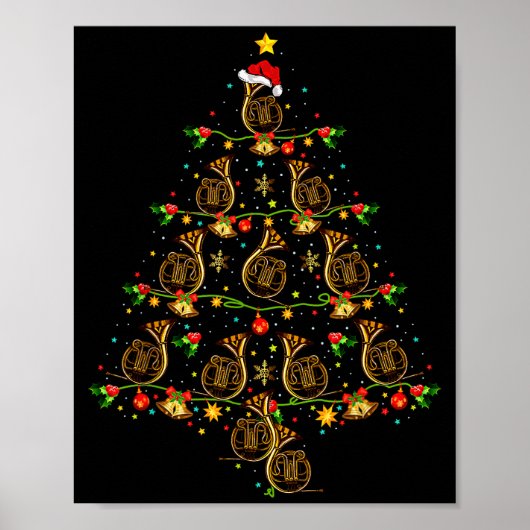 French Horn Music Lover Xmas Gift French Horn Chri Poster (Voorkant)