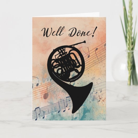 French Horn Music Performance Gefeliciteerd Kaart (Voorkant)