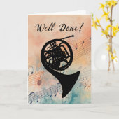 French Horn Music Performance Gefeliciteerd Kaart (Gele Bloem)