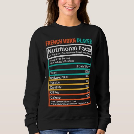 French Horn  Nutritional Facts French Horn Player Trui (Voorkant)