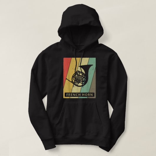 -French Horn Player Music Retro146 Hoodie (Design voorkant)