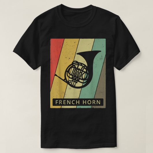-French Horn Player Music Retro146 T-shirt (Design voorkant)