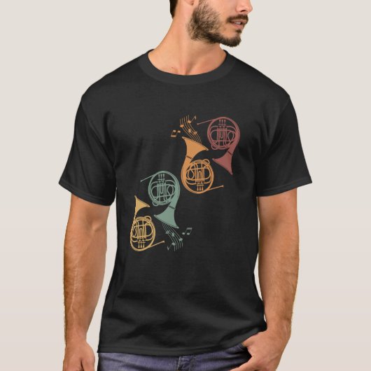 French Horn Retro French Horn Player Hornist T-shirt (Voorkant)