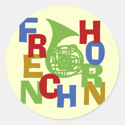 French Horn Scramble Ronde Sticker (Voorkant)