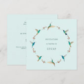 French Hummingbird Baptism Invitation Kaart (Voorkant / Achterkant)