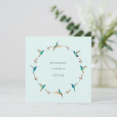 French Hummingbird Baptism Invitation Kaart (Staand voorkant)