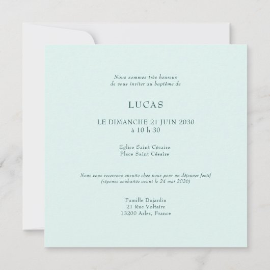 French Hummingbird Baptism Invitation Kaart (Achterkant)
