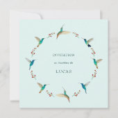French Hummingbird Baptism Invitation Kaart (Voorkant)
