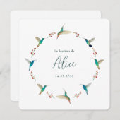French Hummingbird Baptism Invitation Kaart (Voorkant / Achterkant)