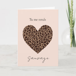 French I'm Wild for You Valentine's Day Card Kaart