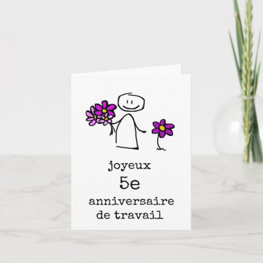 FRENCH, Joyeux Anniversaire 5e de Travail Carte Bedankkaart (Voorkant)