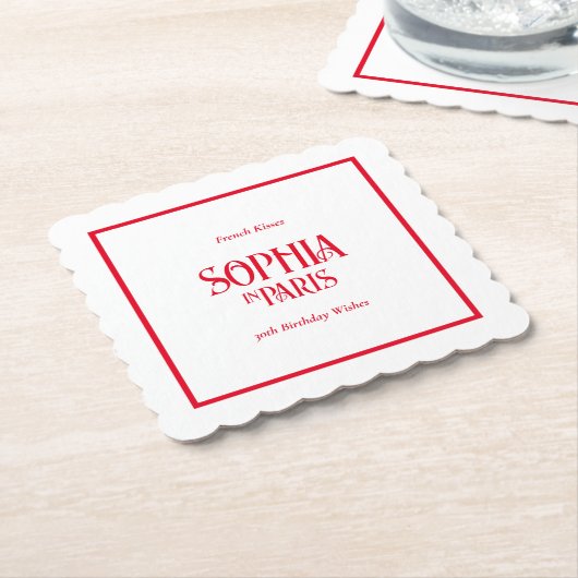 French Kisses & 30th Birthday Wishes Paris Party Kartonnen Onderzetters (Gebogen)