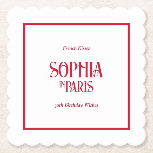 French Kisses & 30th Birthday Wishes Paris Party Kartonnen Onderzetters (Voorkant)