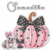 French Kisses Halloween Bulldog Cat quote roze bee Sticker (Voorkant)