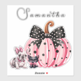 French Kisses Halloween Bulldog Cat quote roze bee Sticker