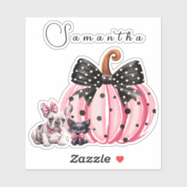 French Kisses Halloween Bulldog Cat quote roze sma Sticker