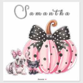 French Kisses Halloween Bulldog Cat quote roze XL Sticker