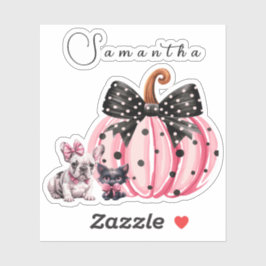 French Kisses Halloween Bulldog Cat quote roze XS Sticker