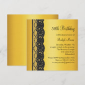 French Lace 50th Birthday Uitnodiging goud (Voorkant / Achterkant)