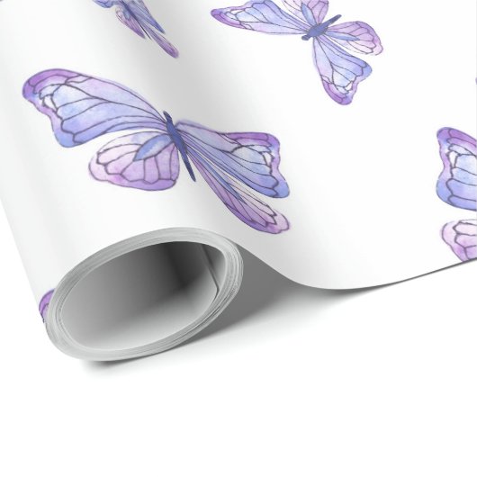 French Lavender Butterfly Pattern Cadeaupapier (Rol Hoek)