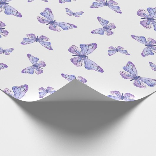 French Lavender Butterfly Pattern Cadeaupapier (Hoek)