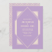 French Lilac & Champagne Art Deco Wedding Photo Kaart (Voorkant / Achterkant)
