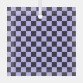 French lilac checkerboard pattern glas ornament (Voorkant)