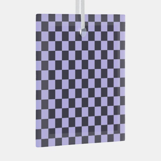 French lilac checkerboard pattern glas ornament (Voorkant Rechts)