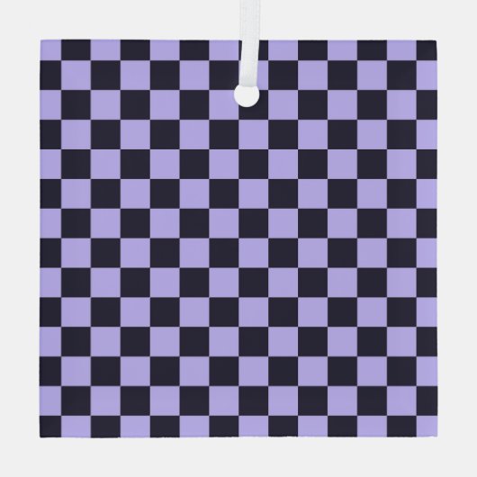 French lilac checkerboard pattern glas ornament (Achterkant)