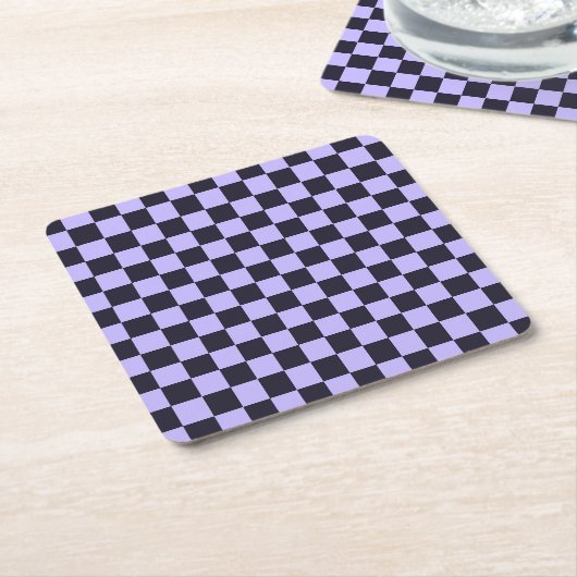 French lilac checkerboard pattern kartonnen onderzetters (Schuin)